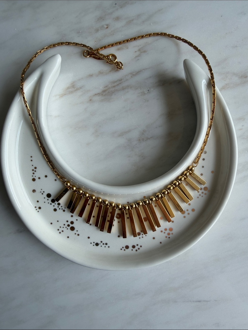 Vintage Napier Gold Bar Fringe Necklace — Elegant , Unique - Picture 3 of 6